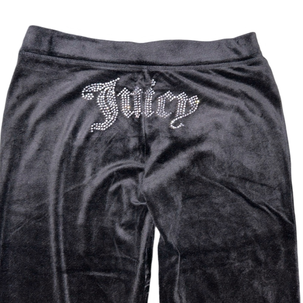 JUICY COUTURE BLACK LIQUORICE OG BLING RHINESTONE VELOUR TRACKSUIT SWEATSUIT NWT - Picture 9 of 15